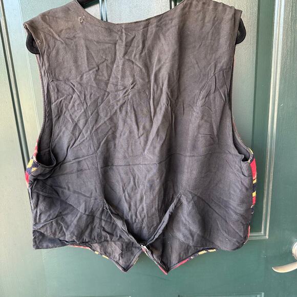 Vintage Aztec Wool Blend Vest Men’s L Made in Nepal Western Folk Blanket Style - Picture 2 of 5